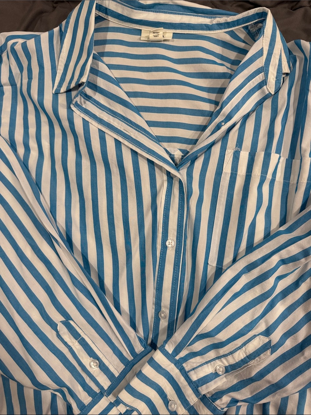 a.n.a Blue and White Vertical Stripe Button-Down Shirt